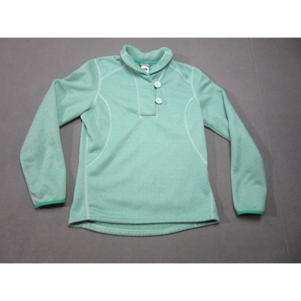 The North Face Sweater Womens Medium Mint Green Geometric Shawl Neck 2 Button
